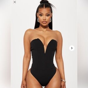 Fashion Nova Black Plunge Bodysuit